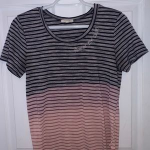 Maurices Striped T-Shirt says “your to close”